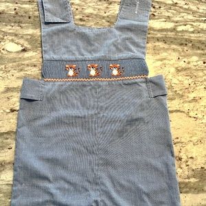 Boys Boutique Smocked JonJon Shortall Football Auburn Tigers Blue/Orange Size 4T